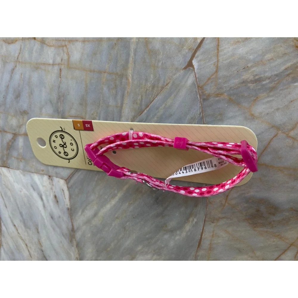 Bond & Co Pink Polka Dot Small Dog Collar Adjustable 8-12 Inch 2484977